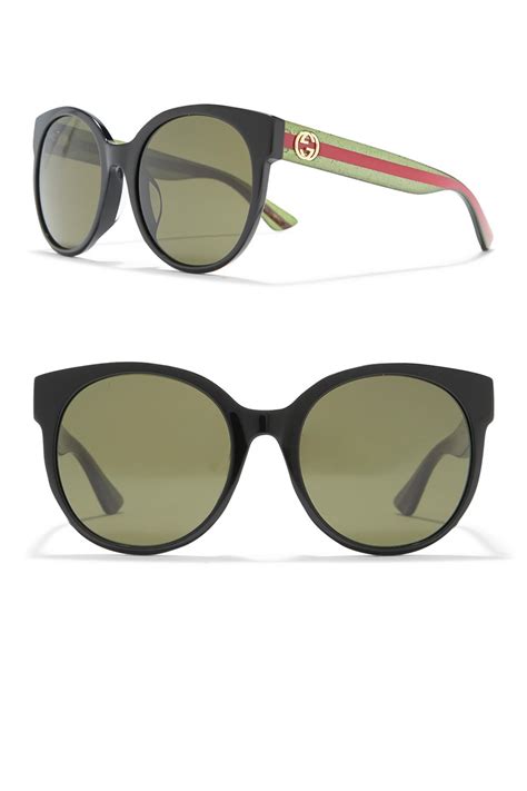 gucci round sunglasses green and red|gucci 56mm exaggerated aviator sunglasses.